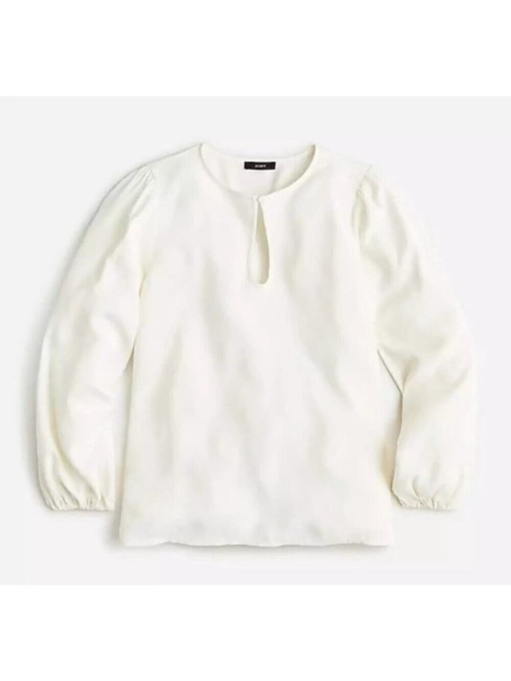J. Crew Keyhole Puff Sleeve Drapey Crepe Blouse Ivory Cream Sz XS TALL